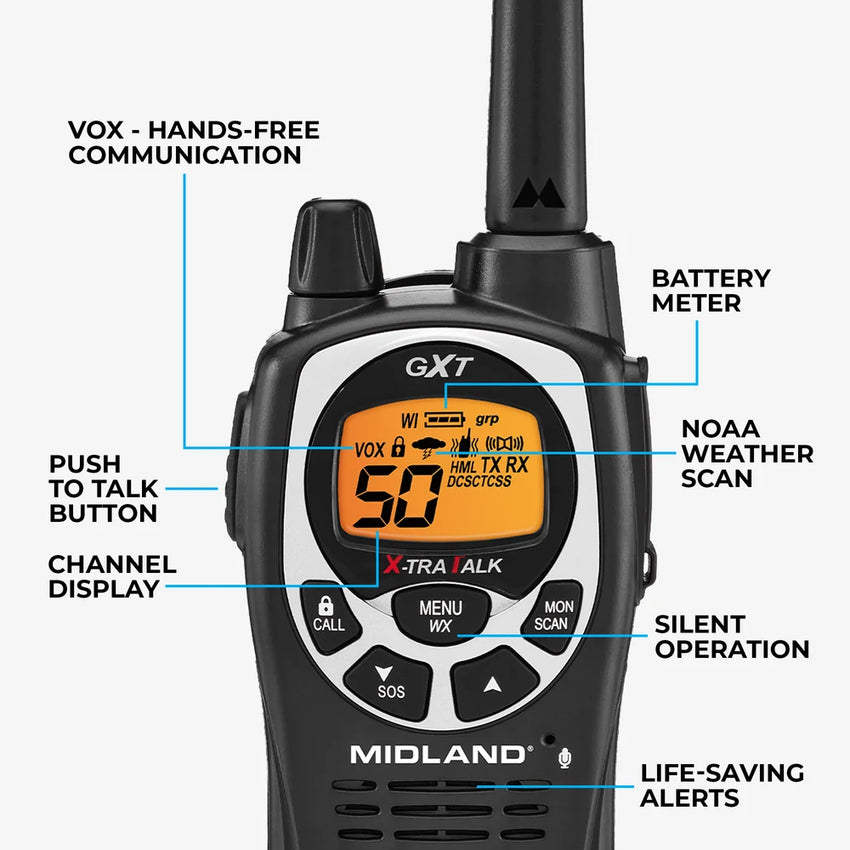 MIDLAND GXT1000 GMRS Walkie Talkie 3-Pack