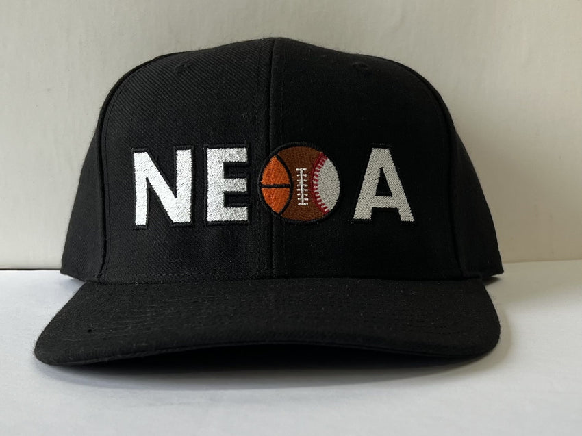NEOAK02 4-Stitch Black Plate Hat with Embroidered NEOA Logo