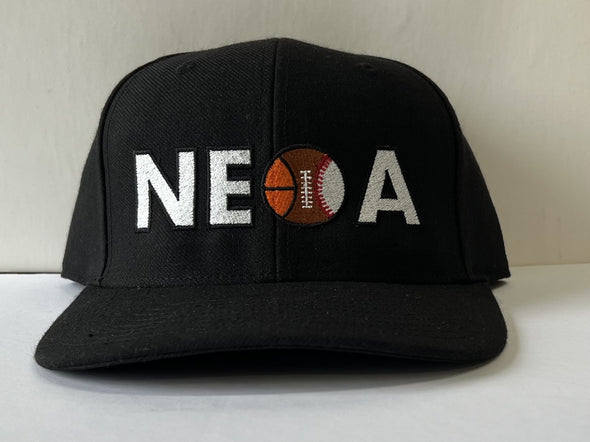 NEOAK02 4-Stitch Black Plate Hat with Embroidered NEOA Logo