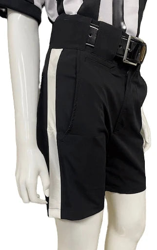 HONIG'S NEW LIGHTWEIGHT POLY/SPANDEX FOOTBALL SHORT - BLACK W/ WHITE STRIE